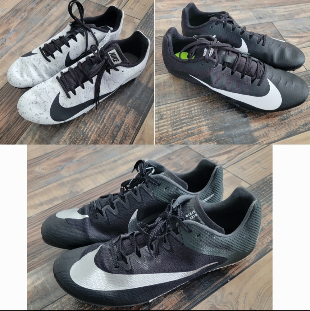 Nike Men Athletic Sport Track Studded Shoes Mesh Ruber Black Lace-Up - NO SPIKES